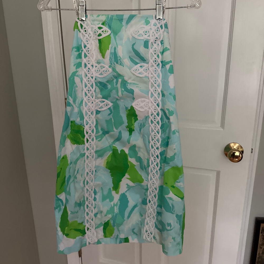 Lilly Pulitzer Tansy Dress First Impression Strapless applique size 4 VGUC